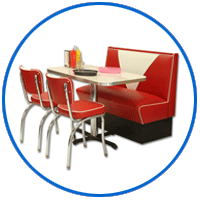 American 1950s retro diner booth seating