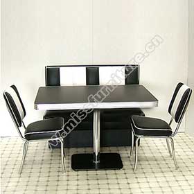 Classic American restaurant fifties style black color retro diner booth seating and diner chairs diner table set furniture-1950s retro diner booth table set M-8109