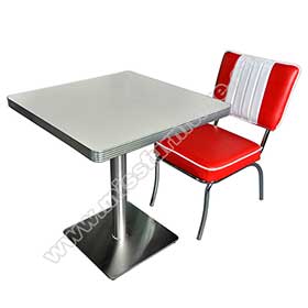 Wholesale red and white 4 channels stripe 1950s american diner chairs and formice retro diner table set furniture