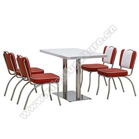 1950s retro diner chairs table set M-8193-High quality rubby 5 channels with handle American chrome diner chairs with white formica diner table set furniture