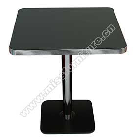 1950s american retro diner table M-8207-Popular 4 seater square black color formica laminate with aluminium edge table top with black iron table legs american retro kitchen table