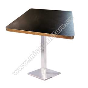 1950s american retro diner table M-8212-Popular square black color formica veneer with glossy aluminium edge and square steel table legs 50s american club retro table for sale