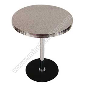 1950s american retro diner table M-8218-Round gray color Formica laminate table top with aluminium edge, 304 stainless steel round table legs round retro dining room table