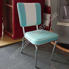 Restaurant stainless steel frame smooth with piping turquoise retro 50s diner chairs, turquoise leather retro restaurant chrome diner chair