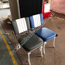 1950s american retro diner chair M-8309-Customize blue/black leather chrome diner chairs, simple seater blue/black with white american 50s diner chrome chairs for sale