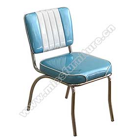 1950s american retro diner chair M-8311-High quality glossy leather stainless steel midcentury american retro dining room chair,stripe back with piping 50s retro dining room chair