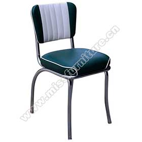 1950s american retro diner chair M-8314-Classic drak blue and white color leather with 5 channels back retro diner chair, midcentury steel frame stripe retro restaurant chairs