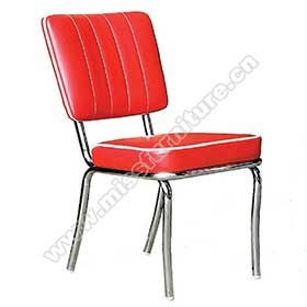 High gloss stainless steel red leather with thick seat 1950's retro kitchen chairs, stripe back red color chrome american 1950 kitchen chairs