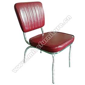 1950s american retro diner chair M-8318-Wholesale rubby leather mid-century retro diner chairs, steel frame with piping stripe back rubby colour american diner chairs for sale