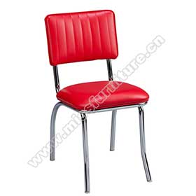 1950s american retro diner chair M-8319-Customize red stripe back and red thin seat american retro dinette chairs, gloss chrome frame 1950s american dinette chairs for sale