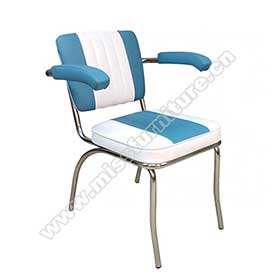 Wholesale turquoise PU leather with armrest chrome retro diner chairs, stripe back and seat 1950's armrest chrome diner chairs for sale