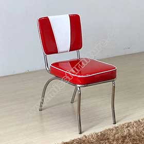 1950s american retro diner chair M-8333-Classic gloss red and white V back thick and smooth steel 1950's retro chairs, V back gloos red leather 1950's retro chairs for sale