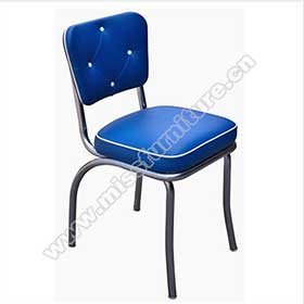 Blue PU leather button back stainless steel 1950's style american diner chairs, 4 button backrest 1950's american diner made in China
