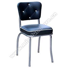 1950s american retro diner chair M-8338-Drak blue colour smooth seat and button back vintage chrome diner chair, 4 button backrest amercain style chrome diner chairs for sale