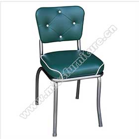 1950s american retro diner chair M-8342-Drak turquoise leather 4 button back vintage chrome restaurant chairs, thick seat with back button retro restaurant chrome chairs