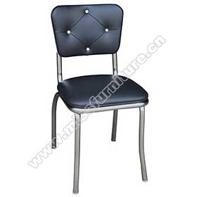 1950s american retro diner chair M-8343-Gray color leather with button stainless steel retro 50s kitchen chairs, stainless steel frame 4 button backrest steel 1950s retro kitchen chairs