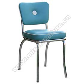 1950s american retro diner chair M-8346-Light blue colour one button back 60s retro dining room chairs, stainless steel frame with middle button back 1960s style retro dining chairs