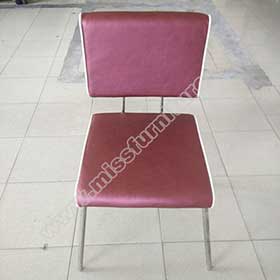 1950s american retro diner chair M-8348-Customize purple PU thin seat and back 1960s style retro chrome chair, purple leather steel frame with piping 60s chrome retro chairs