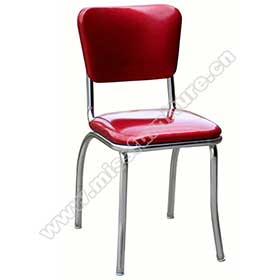 1950s american retro diner chair M-8351-All rubby leather bent backrest and thin seat 50's kitchen chairs, with piping not décor steel frame american style 1950's kitchen chairs