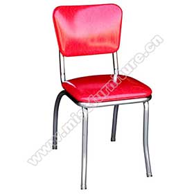 Red leather thin seat midcentury 1950s metal dinette chairs, customize all red colour bent backrest 50's retro dinette chairs