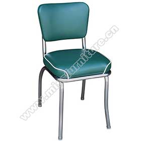 Drak turquoise leather bent backrest american style 1960s chairs, bent backrest with piping seat stainless steel 60s american chairs