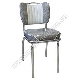 1950s american retro diner chair M-8360-Gray pattern leather with handel commercial chrome 60's chairs, thin and smooth seat gray commercial american 1960s chrome chairs