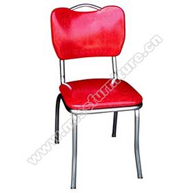 1950s american retro diner chair M-8361-red leather bent backrest with handle retro 50s diner chairs, stainless steel frame with red color bent back 1950s retro diner chairs with handle