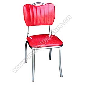 red colour with stripe and handle back classic american diner chrome chairs, all red PU leather with handle american classic chrome diner chairs