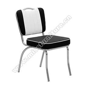 1950s american retro diner chair M-8365-Black and white leather restaurant steel retro 50s dining chairs, stainless steel frame with handle back black leather 50s retro dining chairs