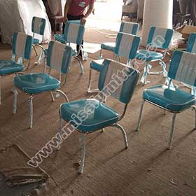 American 1950s style retro diner chairs, 50s chrome diner chairs, 1950s retro diner booth seating furniture gallery-Factory turquoise retro diner chairs
