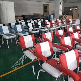 1950s american retro diner chair M-8373-Red and white with armrest restaurant steel 1950's retro dining chairs, comfortable with armrest red retro 1950's restaurant chairs