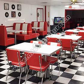 Classic red and white american retro diner booth sofas and table set, retro diner chairs and table set furniture gallery-<b>American ormeno retro diner </b>