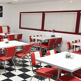 Stripe back 4 seater red and white american style 1950s retro diner chairs and rectangle retro diner table set furniture gallery-<b>Italy makuku 50s diner</b>