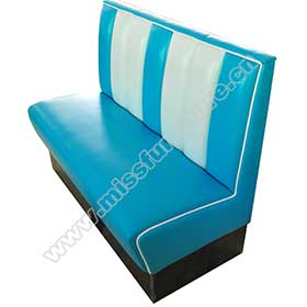 1950s american retro diner booth M-8508-Customize glossy vinyl leather american retro kitchen booth seating, midcentury classic glossy blue 2 seating retro kitchen booth seating