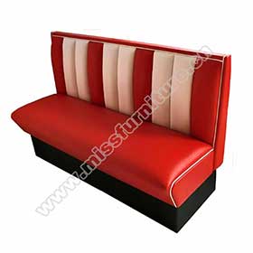 Customize long 3 seater red and white leather diner booth seating, 59-1950s american retro diner booth M-8514