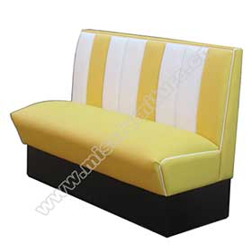 59 inch width yellow vinyl american style diner booth sofas furnture, midcentury american diner booth seating sofas for fast food room-1950s american retro diner booth M-8515