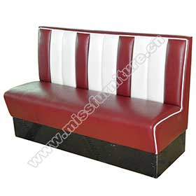 Rubby leather 59in length stripe back retro restaurant booth sofas, classic rubby and white colour midcentury retro restaurant booth seating-<b>1950s american retro diner booth M-8519</b>