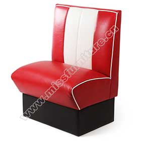 Red and white single seater american style retro diner booth seating, 24in length red colour retro american booth seating furniture-1950s american retro diner booth M-8521