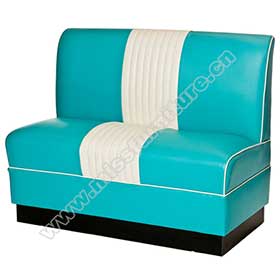 1950s american retro diner booth M-8526-Turquoise vinyl 60's american style dinette booth couches, thick seating and backrest american 1960's dinette booth seating furniture