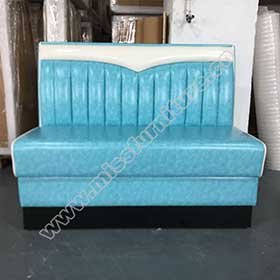 Turquoise wave top and seat piping american 60s retro dinette booths, white wave top back 60s retro american booth seating furniture-1950s american retro diner booth M-8529
