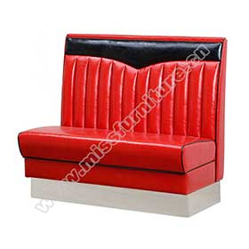 Gloss red leather wave top 1960s american café booth couches, with steel footer fast food room american style 1960s booth couches