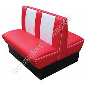 Red leather 4 seater doubleside retro dining room booth seating, red and white doubleside 50s style retro dining booth sofa seating-<b>1950s american retro diner booth M-8531</b>