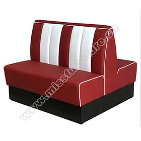 1950s american retro diner booth M-8533-Midcentury american style rubby doubleside retro fast food booth couches, wood frame rubby 4 seat doubleside retro booth couches