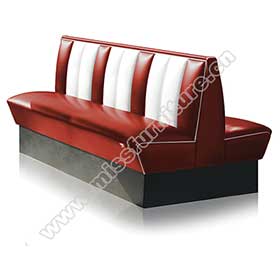 Red and white gloss leather 6 seat doubleside classic retro dinette booth sofas, 59in length doubleside red retro 50s dinette booth sofas-<b>1950s american retro diner booth M-8538</b>