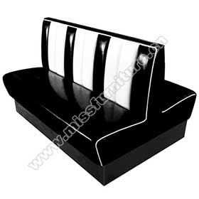 1950s american retro diner booth M-8539-black and white doubleside 59in length retro restaurant booth couches, stripe back to back 6 seat retro 1950s restaurant booth couches