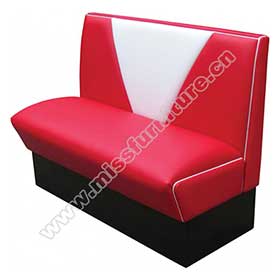 1950s american retro diner booth M-8544-Wholesale red and white V backrest vintage retro restaurant booth, V back red and white 1950s retro restaurant booth seating furniture
