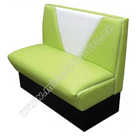 Light green leather 47in V shape 50s retro dining room booth sofas, 2 seat V shape backrest american 1950s dining booth sofas furniture