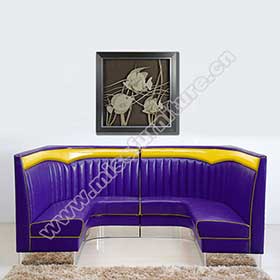 1950s american retro diner booth M-8555-High quality purple U shape retro 1950's corner booth sofas, purple and yellow wave top american style U shape retro corner booth sofas
