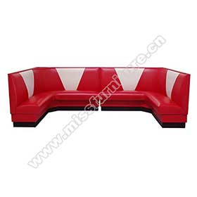 1950s american retro diner booth M-8563-U shape V backrest red american 1950s retro dinette booth sofas, american style dinette retro V backrest U shape booth sofas for sale