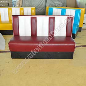 High quality long 3 seater 1.5 meter rubby and white color retro style american 50s diner booth couch gallery-long 3 seater booth couch